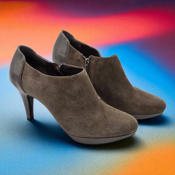 Bandolino Cardinal 11M "Gray" Suede Zippered Ankle Bootie Boots Shoes 3.5" heel - Picture 10 of 16